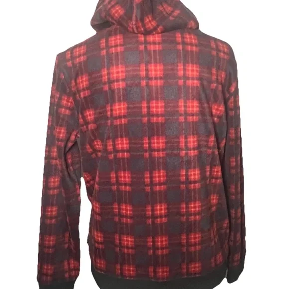 UNIONBAY Men’s NWT Hoodie M Red Plaid Microfleece Soft! - Picture 4 of 10